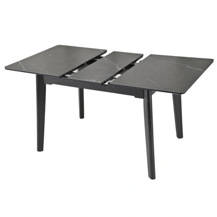 Masa extensibila OSTEN, negru cu efect de marmura, 140/180x80x76 cm