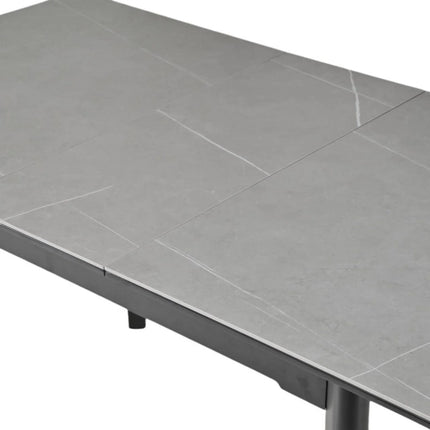 Masa extensibila OSTEN, gri cu efect de marmura/negru, 120/160x80x76 cm