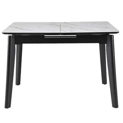 Masa extensibila OSTEN, alb cu efect de marmura/negru, 140/180x80x76 cm
