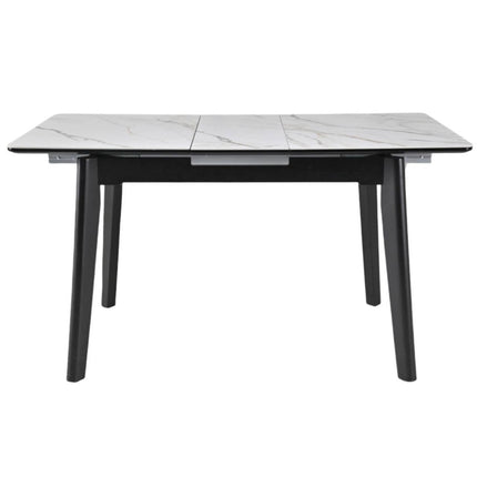 Masa extensibila OSTEN, alb cu efect de marmura/negru, 140/180x80x76 cm