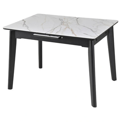 Masa extensibila OSTEN, alb cu efect de marmura/negru, 140/180x80x76 cm
