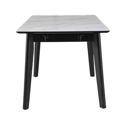 Masa extensibila OSTEN, alb cu efect de marmura/negru, 140/180x80x76 cm
