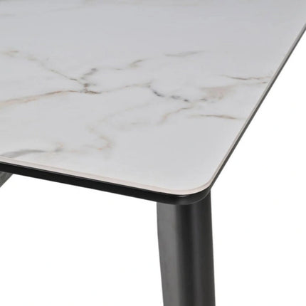 Masa extensibila OSTEN, alb cu efect de marmura/negru, 140/180x80x76 cm