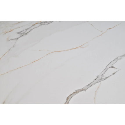 Masa extensibila OSTEN, alb cu efect de marmura/negru, 140/180x80x76 cm