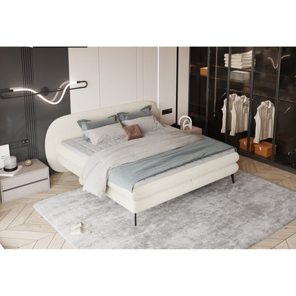 Pat boxspring OVO 140, personalizabil, cu saltele si topper 5 cm