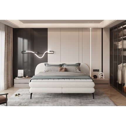 Pat boxspring OVO 140, personalizabil, cu saltele si topper 5 cm