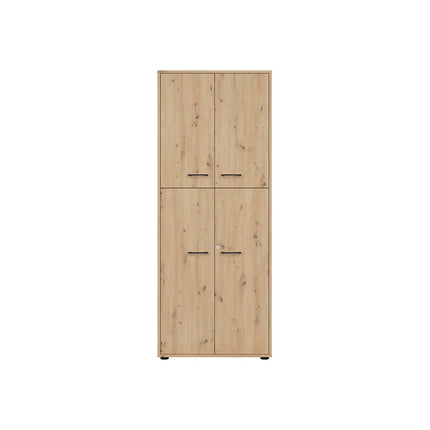 Dulap SPACE OFFICE, stejar artisan, PAL laminat, cu 4 usi, 80x37x203 cm