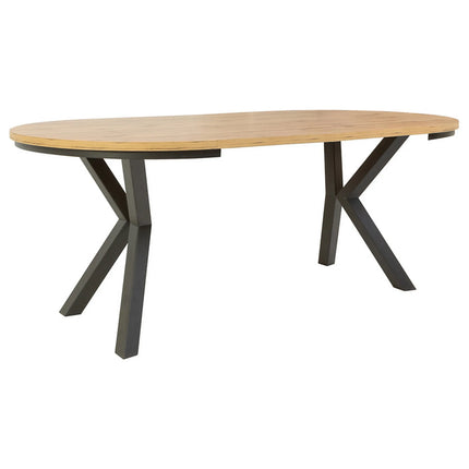 Masa extensibila ELAND, stejar wotan/negru, PAL laminat/metal, 100/200x100x76 cm