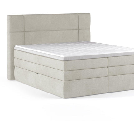 Pat boxspring PALACE 140x200, personalizabil,  cu saltele, topper si lada pentru depozitare