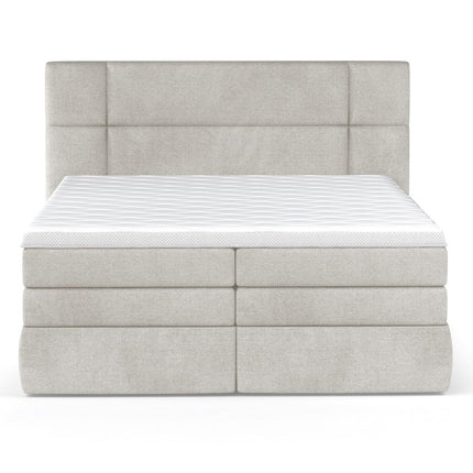 Pat boxspring PALACE 140x200, personalizabil,  cu saltele, topper si lada pentru depozitare