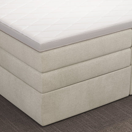 Pat boxspring PALACE 140x200, personalizabil,  cu saltele, topper si lada pentru depozitare