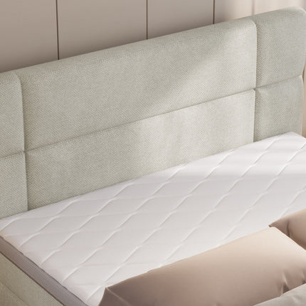 Pat boxspring PALACE 160x200, personalizabil, cu saltele, topper si lada pentru depozitare