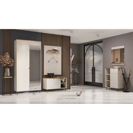Cuier de perete hol EVO, casmir/stejar, PAL laminat, 80x25x120 cm