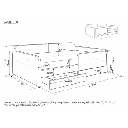 Pat AMELIA 120x200, bej, stofă