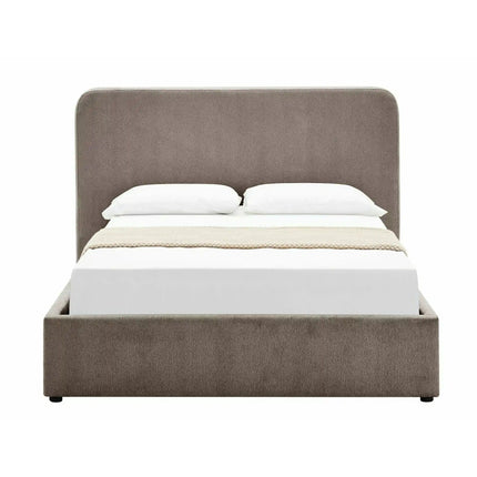 Pat LUMIA 160x200, bej închis, stofă, cu spațiu de depozitare