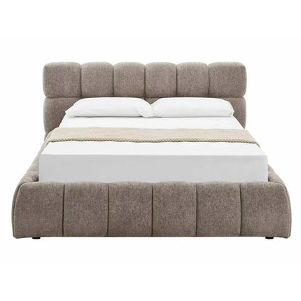 Pat PARMA 140x200, bej închis, stofă, cu spațiu de depozitare