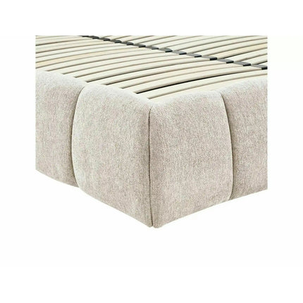 Pat PARMA 140x200, bej, stofă, cu spațiu de depozitare