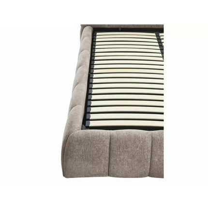 Pat PARMA 160x200, bej închis, stofă, cu spațiu de depozitare