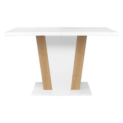 Masa extensibila ZALDER, alb/stejar artisan, PAL, 120/160x68x76 cm