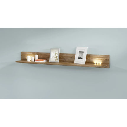 Polita GENT, stejar, PAL, cu iluminare LED, 139x27x25 cm