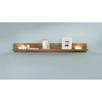 Polita GENT, stejar, PAL, cu iluminare LED, 200x27x25 cm