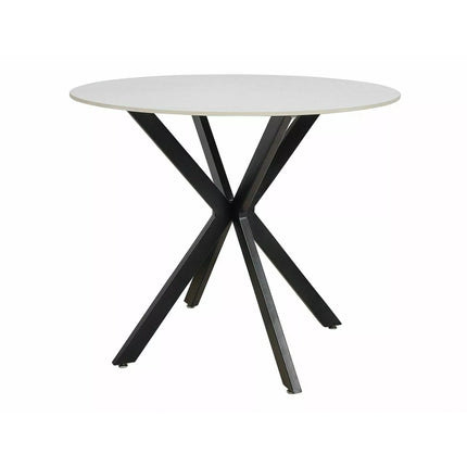 Masa rotunda TALIA, alb lucios/negru mat, ceramica/metal, 90x75 cm