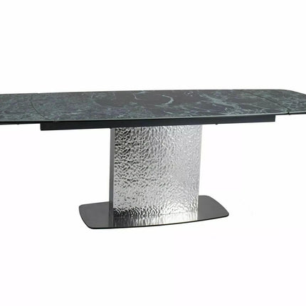 Masa extensibila MONCLER, verde/crom, sticla/ceramica/metal, 160/240x90x76 cm