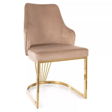 Scaun ALURE, bej inchis - Bluvel 28, stofa catifelata/metal, 52x48x89 cm