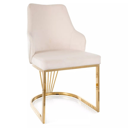 Scaun ALURE, bej deschis - Bluvel 22, stofa catifelata/metal, 52x48x89 cm
