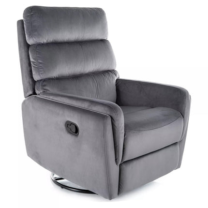Fotoliu recliner ARGOS, stofa catifelata gri - Bluvel 14, 78x82/162x107 cm