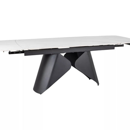 Masa extensibila ARMANDO, alb cu efect de marmura, ceramica/metal, 160/240x90x76 cm