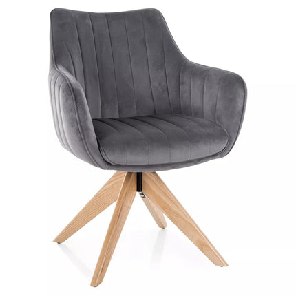 Scaun rotativ AZALIA, gri inchis - Bluvel 14, stofa catifelata/lemn, 61x44x86 cm