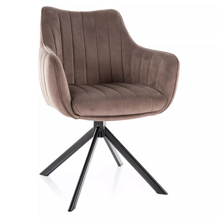 Scaun rotativ AZALIA, cappuccino/negru, stofa catifelata/metal, 61x44x86 cm