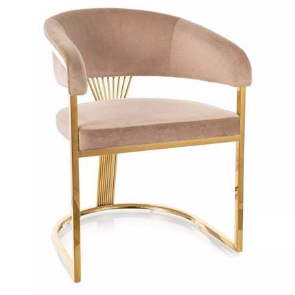 Scaun CROWN, bej inchis - Bluvel 28, stofa catifelata/metal, 57x46x77 cm