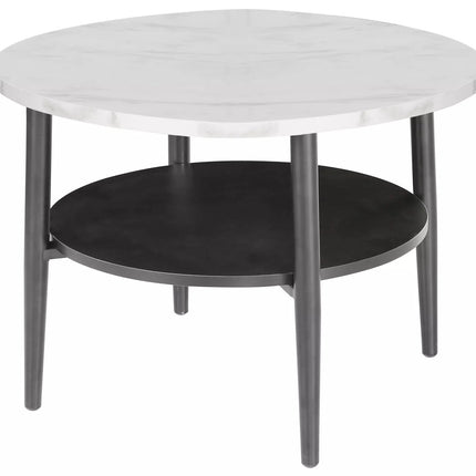 Masuta cafea ELLA B, alb cu efect de marmura/negru mat, PAL/metal, 60x45 cm