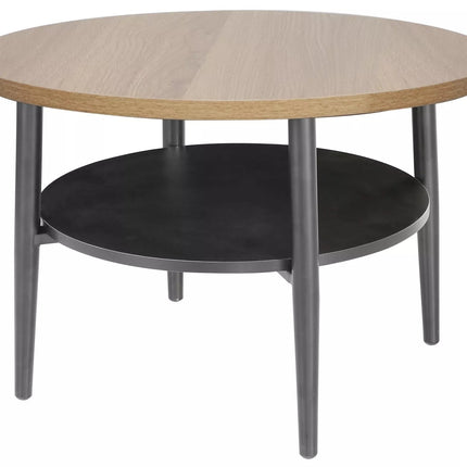 Masuta cafea ELLA B, stejar/negru mat, PAL/metal, 60x45 cm