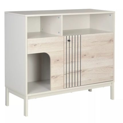 Comoda FROST K3, stejar alpin/alb, PAL/metal, 100x40x90 cm