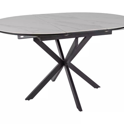 Masa extensibila GASTON, gri mat cu efect de marmura, ceramica/metal, 100/135x100x76 cm