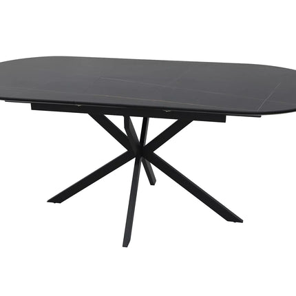 Masa extensibila GASTON, negru mat cu efect de marmura, ceramica/metal, 140/180x80x76 cm