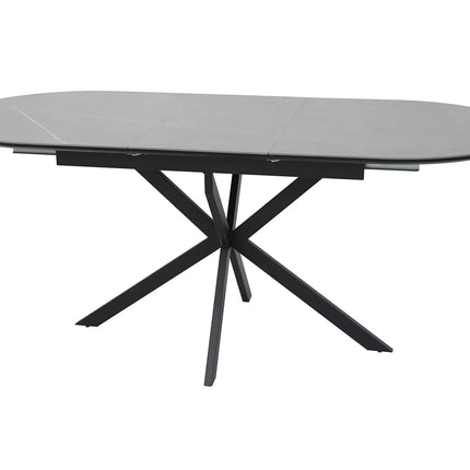 Masa extensibila GASTON, gri mat cu efect de marmura, ceramica/metal, 140/180x80x76 cm