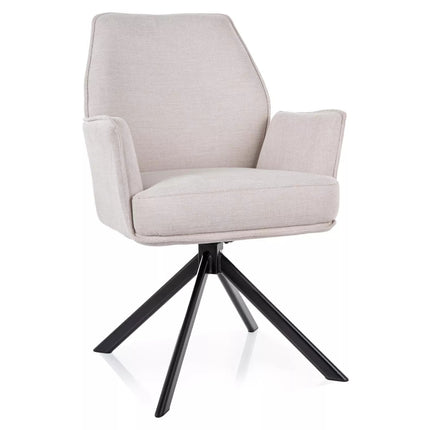 Scaun rotativ HUGO, bej deschis/negru, stofa clasica/metal, 58x46x90 cm