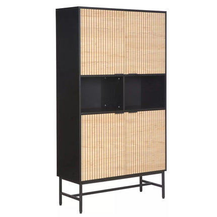 Dulap MAGO R1, stejar/negru mat, PAL, cu 4 usi, 100x40x184 cm