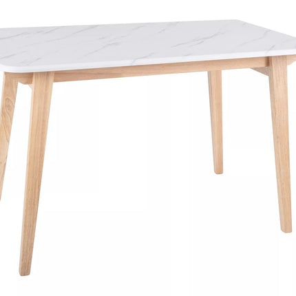 Masa MARCUS, alb cu efect de marmura/stejar, 120x75x76 cm