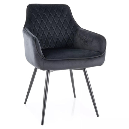 Scaun MARLO, negru - Bluvel 19, stofa catifelata/metal, 55x45x88 cm