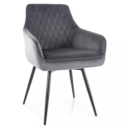 Scaun MARLO, gri - Bluvel 14, stofa catifelata/metal, 55x45x88 cm
