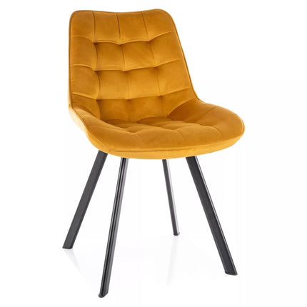 Scaun MONTI, galben curry - Bluvel 68, stofa catifelata/metal, 51x44x88 cm