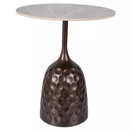 Masuta cafea MUTTI, gri cu imprimeu marmura/bronz antic, ceramica/metal, 50x60 cm