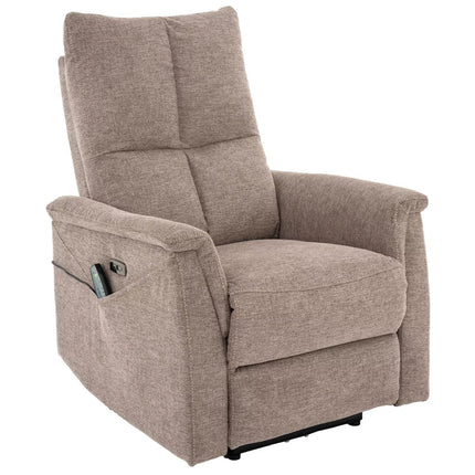 Fotoliu recliner cu functie de masaj NEPTUN M, stofa clasica bej - Brego 34, 76x94/160x96 cm