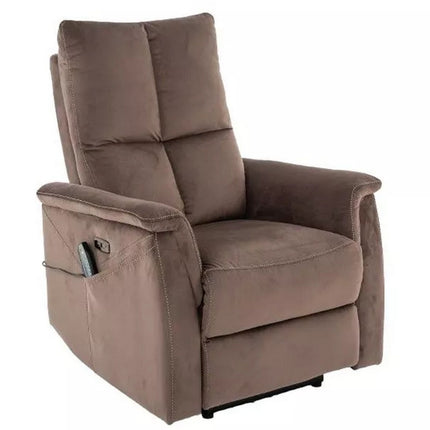 Fotoliu recliner cu functie de masaj NEPTUN M, stofa catifelata cappuccino - Bluvel 38, 76x94/160x96 cm