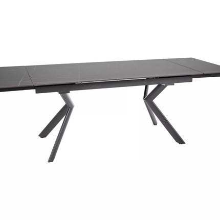 Masa extensibila NORTON, negru cu efect de marmura/negru, 160/240x90x75 cm